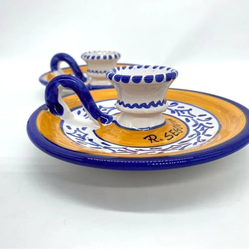 Fiesta Yellow Spanish Finger Loop Candlestick Holders